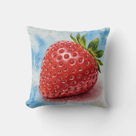 Strawberries Red Blue Green Summer Flower Pillow Kussen