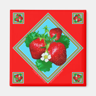 STRAWBERRIES Square Magnet
