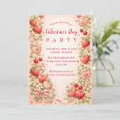 Strawberries & Sweethearts Valentine Party Kaart (Staand voorkant)