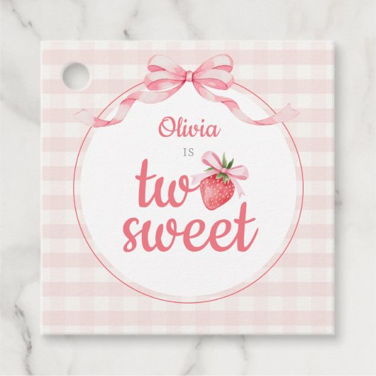 Strawberries Two Sweet 2nd Birthday Bedankjes Labels (Voorkant)