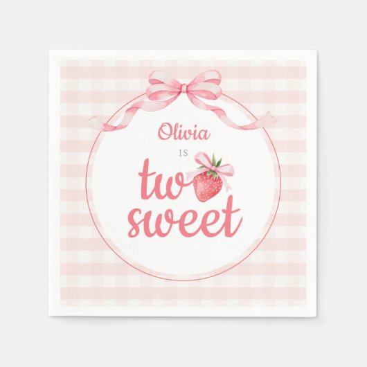 Strawberries Two Sweet 2nd Birthday Servet (Voorkant)