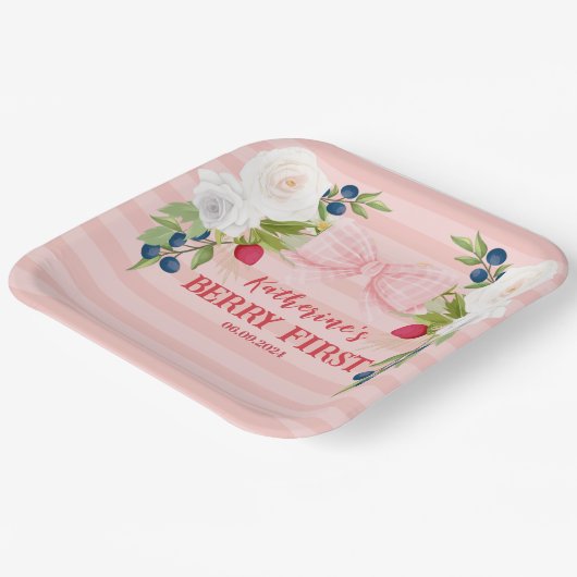 Strawberry 1st Berry First strawberry Birthday  Papieren Bordje (Gebogen)