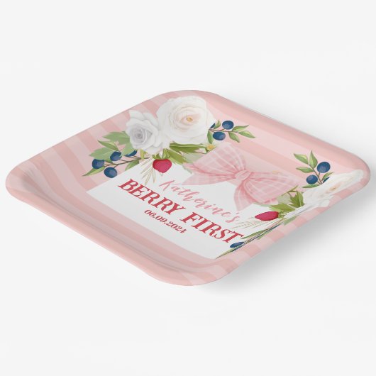 Strawberry 1st Berry First strawberry Birthday  Papieren Bordje (Gebogen)