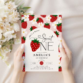 Strawberry 1st Birthday Berry Sweet One Kaart