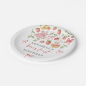 Strawberry 1st Birthday Invite First Berry Sweet Papieren Bordje (Gekanteld)