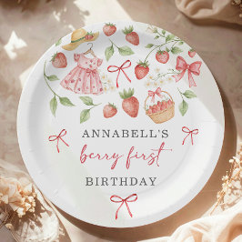 Strawberry 1st Birthday Invite First Berry Sweet Papieren Bordje