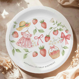 Strawberry 1st Birthday Invite First Berry Sweet Papieren Bordje