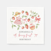 Strawberry 1st Birthday Invite First Berry Sweet Servet (Voorkant)
