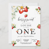 Strawberry 1st Birthday Party Berry First  Kaart (Voorkant)