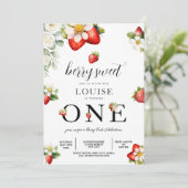 Strawberry 1st Birthday Party Berry First  Kaart (Staand voorkant)