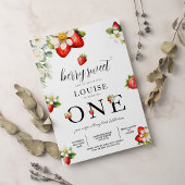 Strawberry 1st Birthday Party Berry First  Kaart