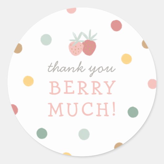 Strawberry 1st Birthday Party Hartelijk dank voor  Ronde Sticker (Voorkant)