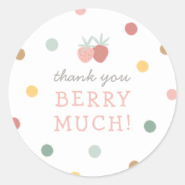 Strawberry 1st Birthday Party Hartelijk dank voor  Ronde Sticker