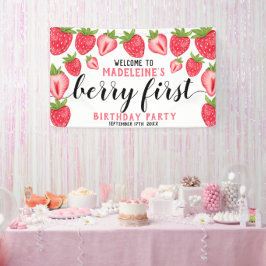 Strawberry 1st jarig feest Berry First Welkom Spandoek