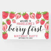 Strawberry 1st jarig feest Berry First Welkom Spandoek (Horizontaal)