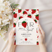 Strawberry 4th Birthday Four Ever Sweet Kaart