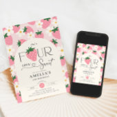 Strawberry 4th Birthday Four Ever Sweet Pink Kaart