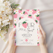 Strawberry 4th Birthday Four Ever Sweet Pink Kaart