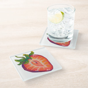 Strawberry, aardbei glazen onderzetter