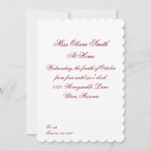 Strawberry Aftermiddag Tea Invitation Kaart (Achterkant)