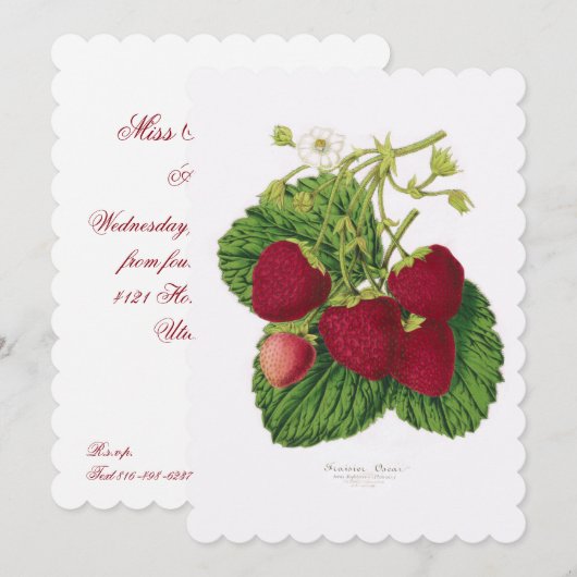 Strawberry Aftermiddag Tea Invitation Kaart (Voorkant / Achterkant)