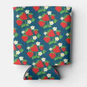 Strawberry and Flower Blue Pattern Blikjeskoeler (Voorkant)