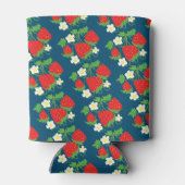 Strawberry and Flower Blue Pattern Blikjeskoeler (Achterkant)