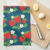 Strawberry and Flower Blue Pattern Theedoek (Quarter Fold)