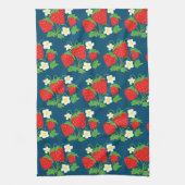 Strawberry and Flower Blue Pattern Theedoek (Verticaal)