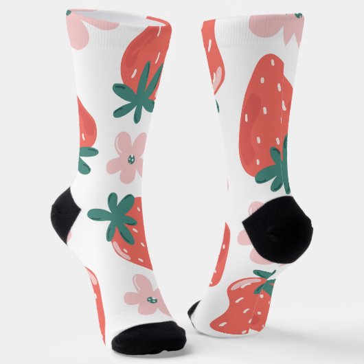 Strawberry and flower pattern sokken (Gebogen)