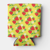 Strawberry and Flower Yellow Pattern Blikjeskoeler (Voorkant)