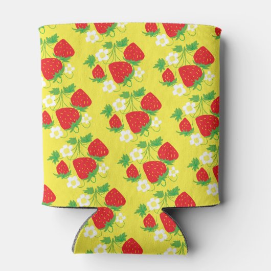 Strawberry and Flower Yellow Pattern Blikjeskoeler (Achterkant)