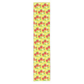 Strawberry and Flower Yellow Pattern Korte Tafelloper (Voorkant)