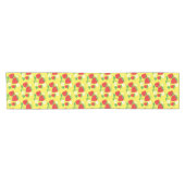 Strawberry and Flower Yellow Pattern Korte Tafelloper (Horizontaal)