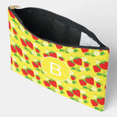 Strawberry and Flower Yellow Pattern Monogrammed Etui (Open)