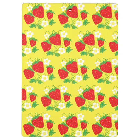 Strawberry and Flower Yellow Pattern Monogrammed Klembord (Achterkant)