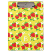 Strawberry and Flower Yellow Pattern Monogrammed Klembord (Voorkant)