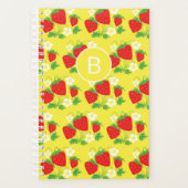 Strawberry and Flower Yellow Pattern Monogrammed Planner (Voorkant)
