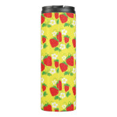 Strawberry and Flower Yellow Pattern Monogrammed Thermosbeker (Achterkant)