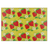 Strawberry and Flower Yellow Pattern Snijplank (Voorkant)