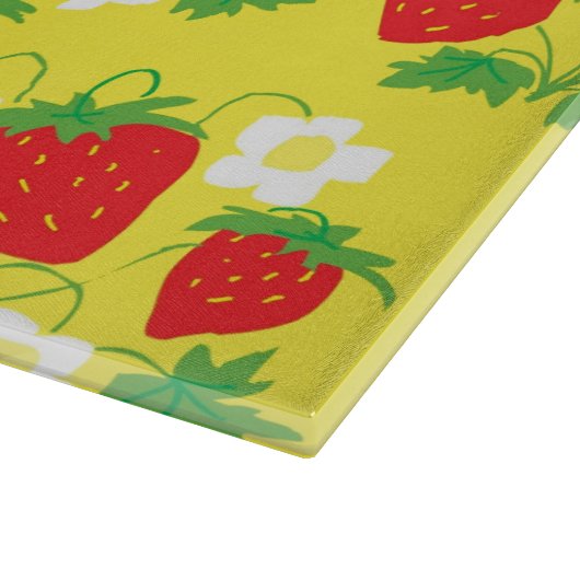 Strawberry and Flower Yellow Pattern Snijplank (Hoek)