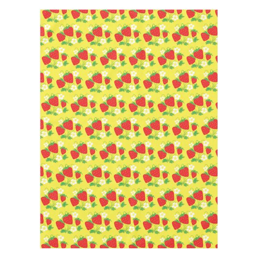 Strawberry and Flower Yellow Pattern Tafelkleed (Voorkant)