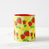 Strawberry and Flower Yellow Pattern Tweekleurige Koffiemok (Center)