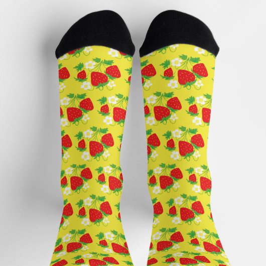 Strawberry and Flowers Pattern Yellow Sokken (Top)