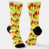 Strawberry and Flowers Pattern Yellow Sokken (Gebogen)