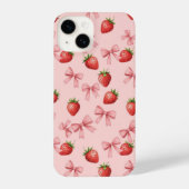 Strawberry and Pink Bows Pattern Phone Case iPhone Hoesje (Achterkant)