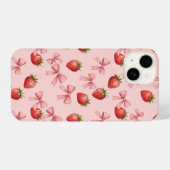 Strawberry and Pink Bows Pattern Phone Case iPhone Hoesje (Achterkant horizontaal)