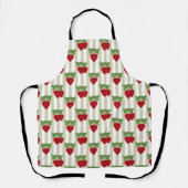 Strawberry applique on striped background retro  schort (Voorkant)