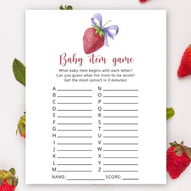 Strawberry - Baby-artikelspel. Baby shower spel (Creator heeft geüpload)