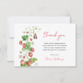 Strawberry Baby Shower Bedankkaart (Voorkant)